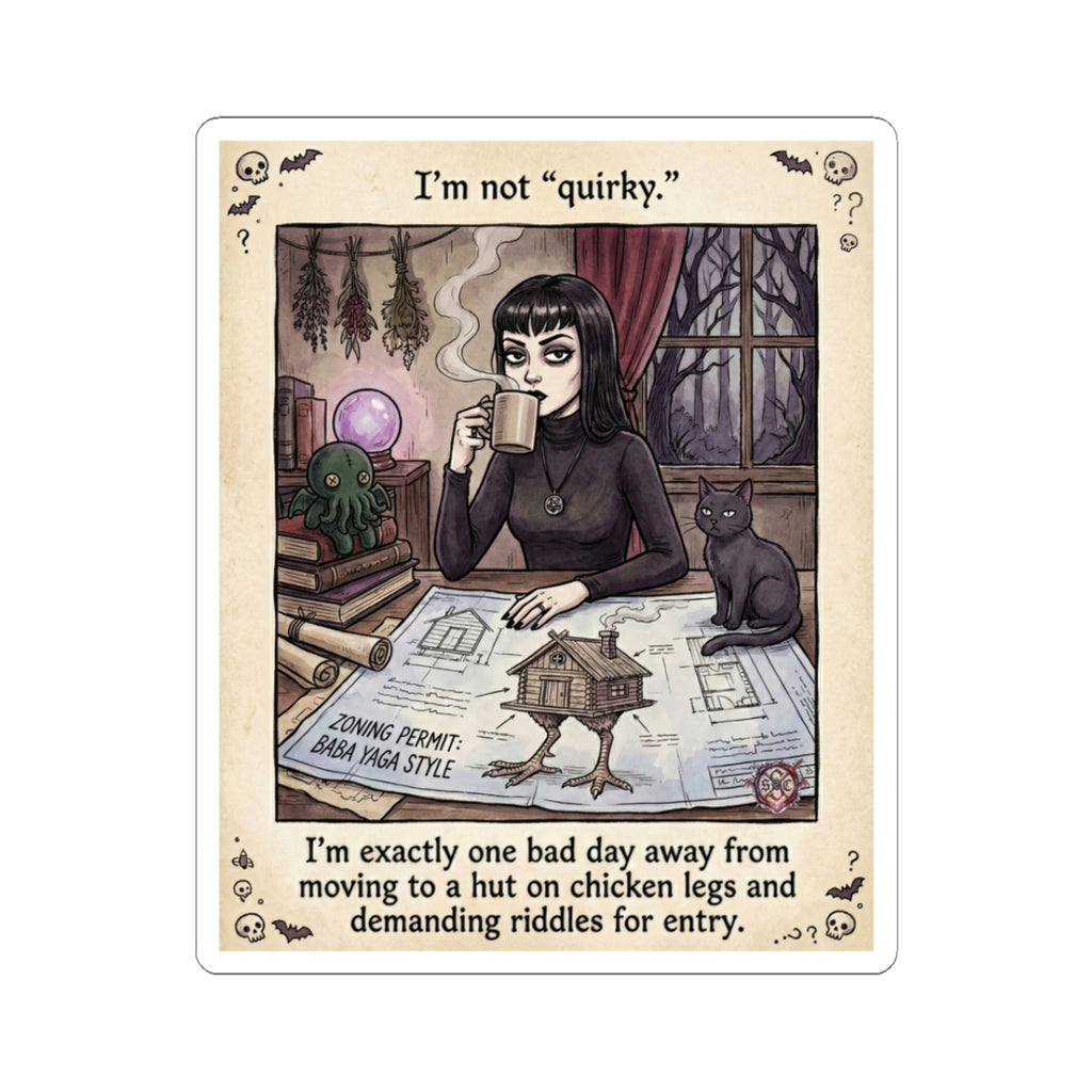 "Baba Yaga Life Plan " Funny Witch Sticker – Slavic Folklore Vinyl Decal & Introvert Gift