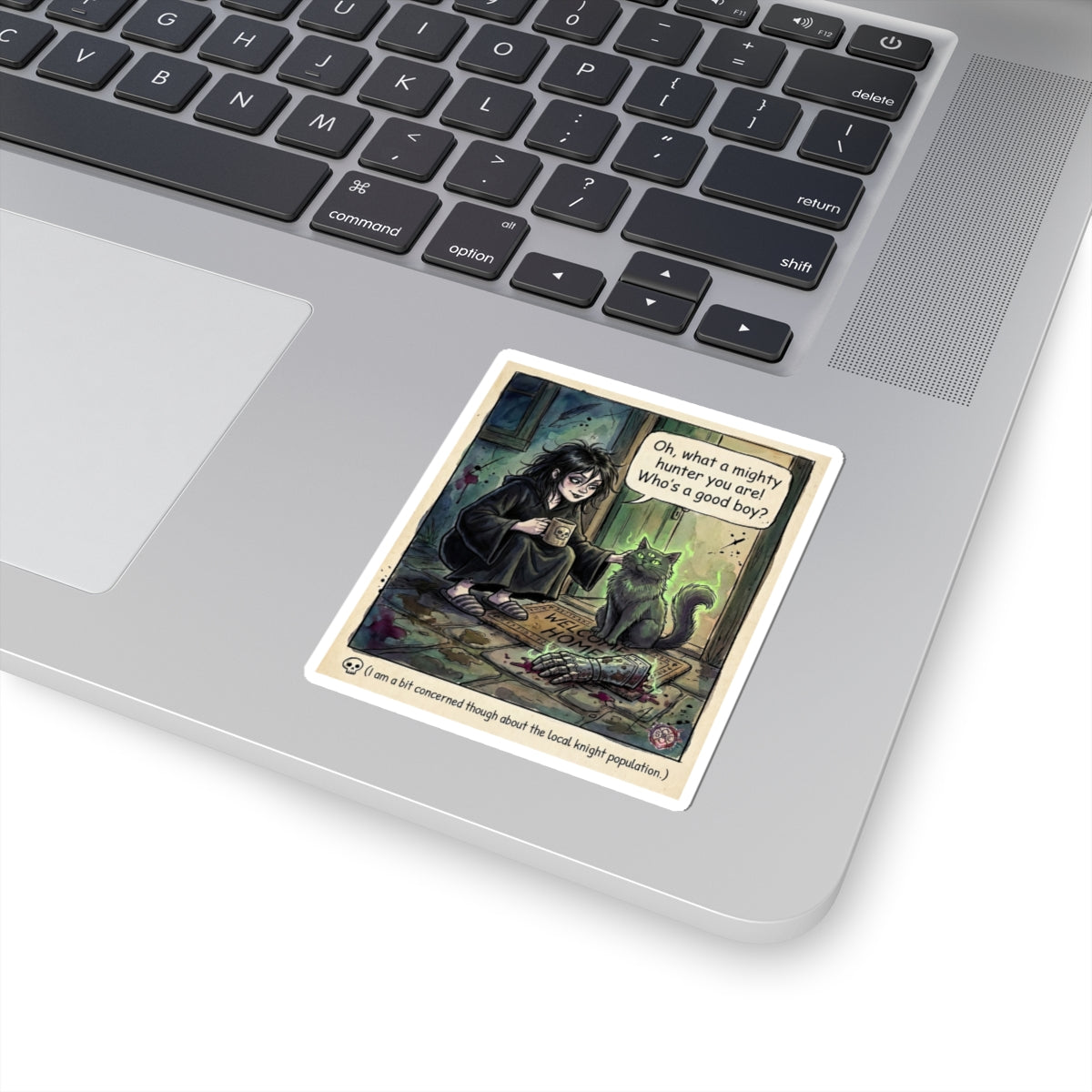 "Mighty Hunter" Funny Cat Sticker - Dark Humor Vinyl Decal & Pet Gift