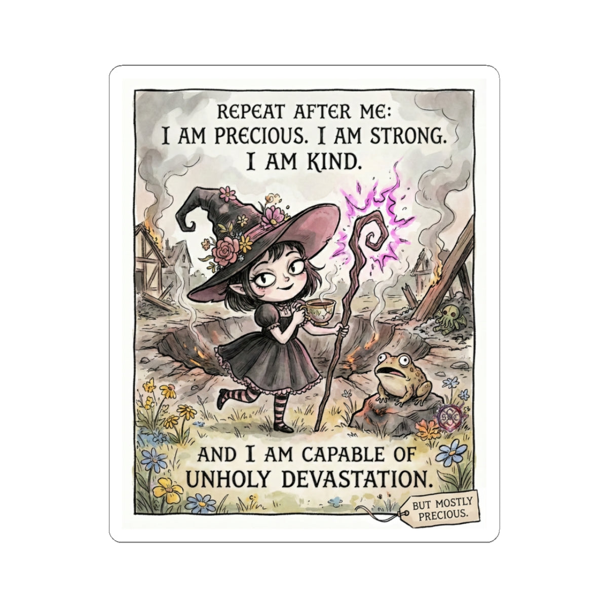 "I Am Precious" Funny Witch Sticker - Self Affirmation Vinyl Decal & Empowerment Gift