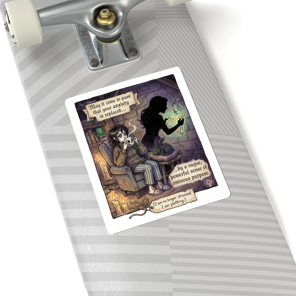 "Ominous Purpose" Funny Mental Health Sticker - Anxiety Relief Vinyl Decal & Villain Era Gift