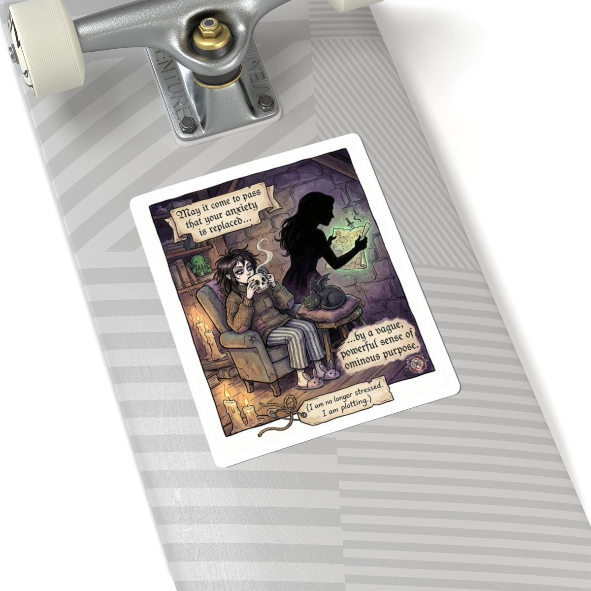 "Ominous Purpose" Funny Mental Health Sticker - Anxiety Relief Vinyl Decal & Villain Era Gift