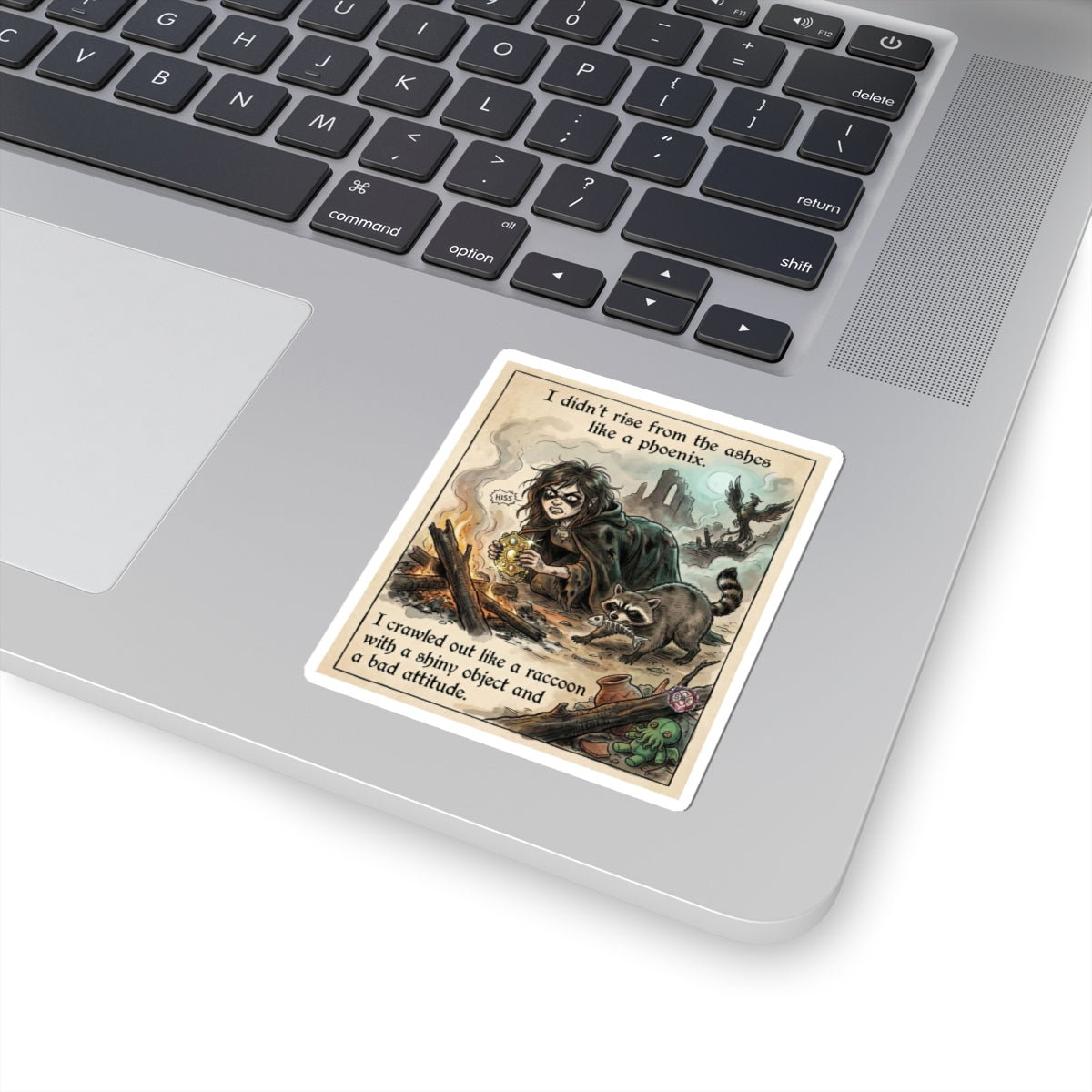 "Feral Survivor" Funny Mental Health Sticker - Raccoon Energy Vinyl Decal & Resilience Gift