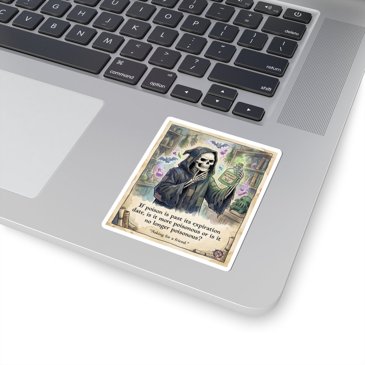 "Expired Poison" Funny Goth Sticker - Philosophy Vinyl Decal & Dark Humor Gift