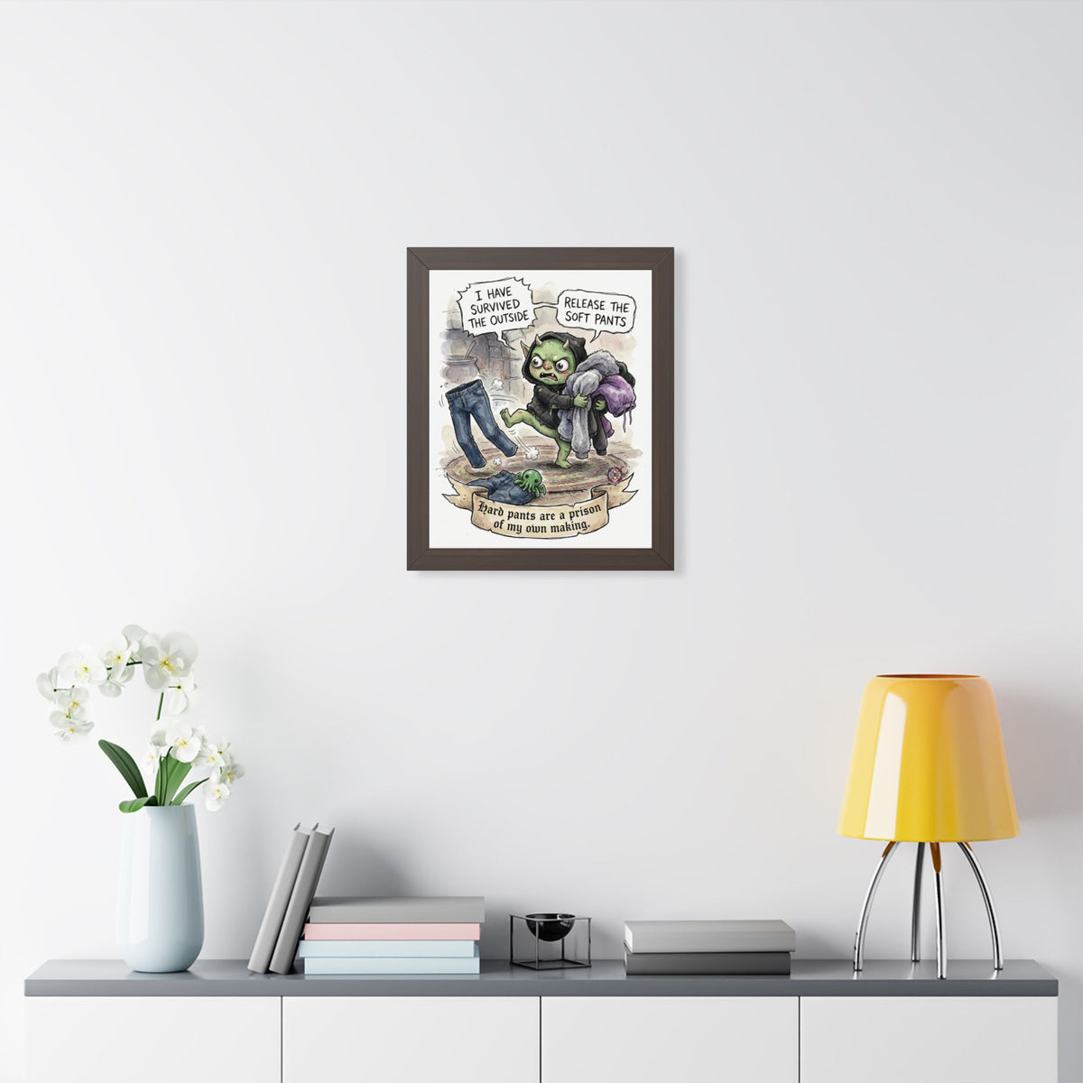 Cozy Introvert "Soft Pants" Framed Print - Museum-Quality Matte Paper & Protective Acrylic Cover