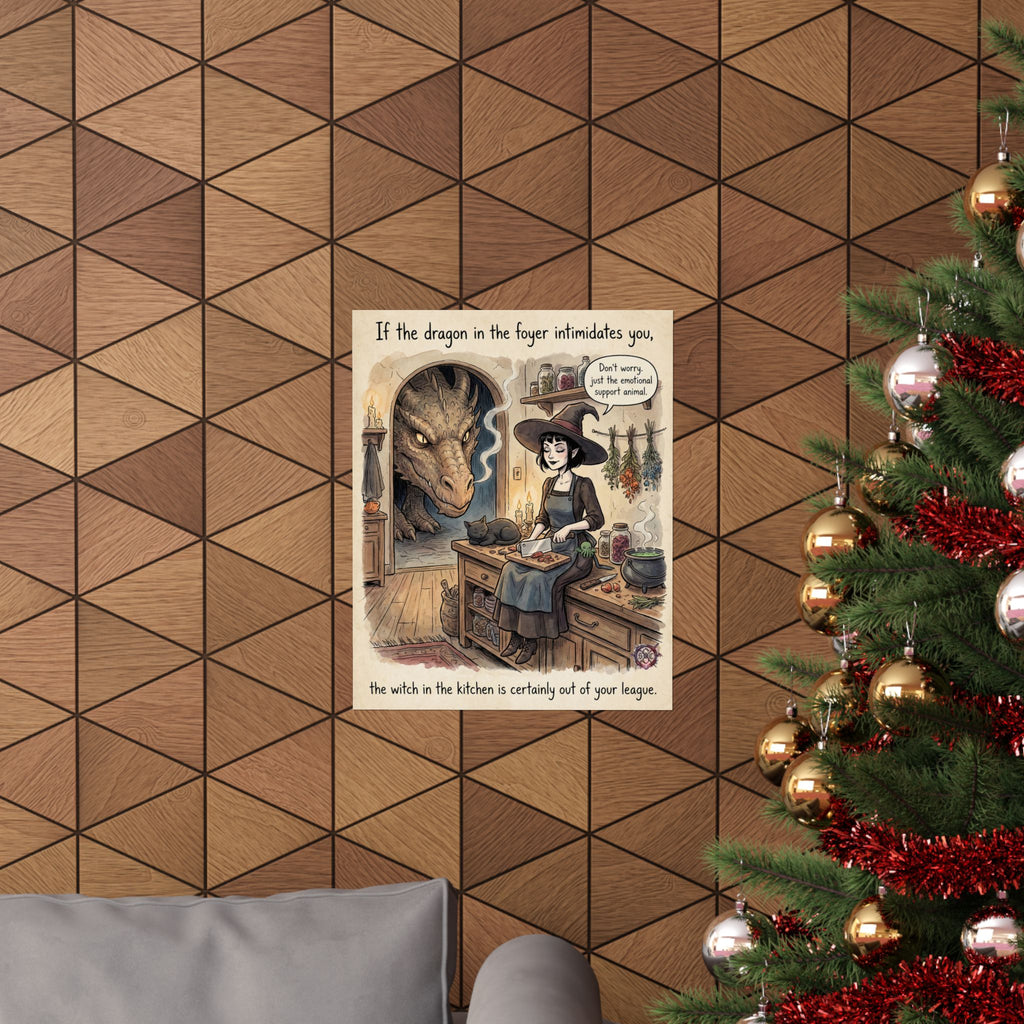 "Witch In The Kitchen" Funny Kitchen Witch Matte Poster - Dragon Home Decor & Goth Wall Art