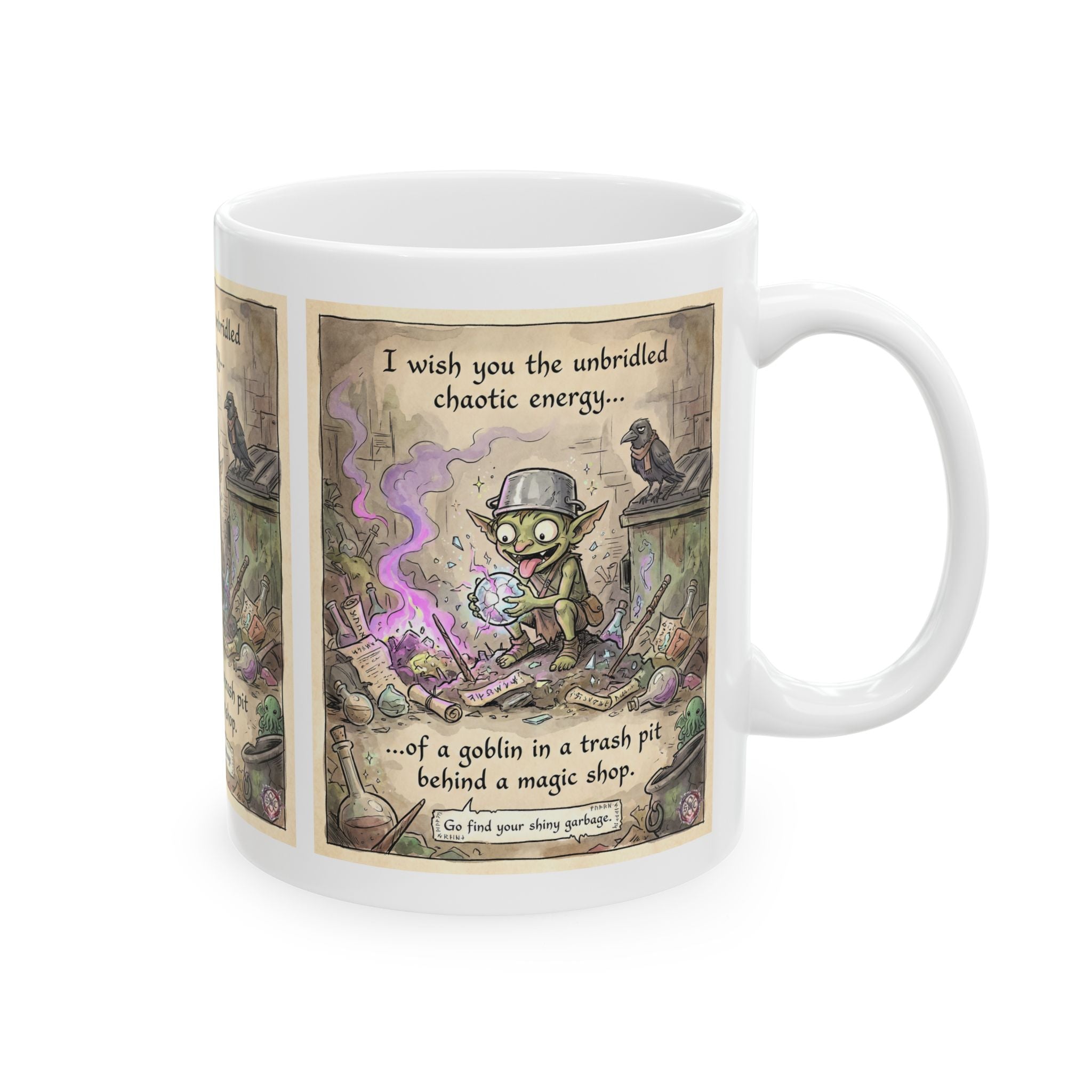 "Trash Goblin" Mug - Funny Witchy Aesthetic Ceramic Cup for Goths & Gremlins