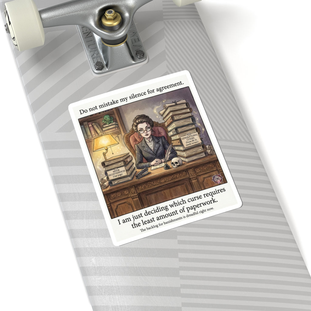 "Least Amount of Paperwork" Funny Office Sticker - Corporate Goth Vinyl Decal & Boss Gift