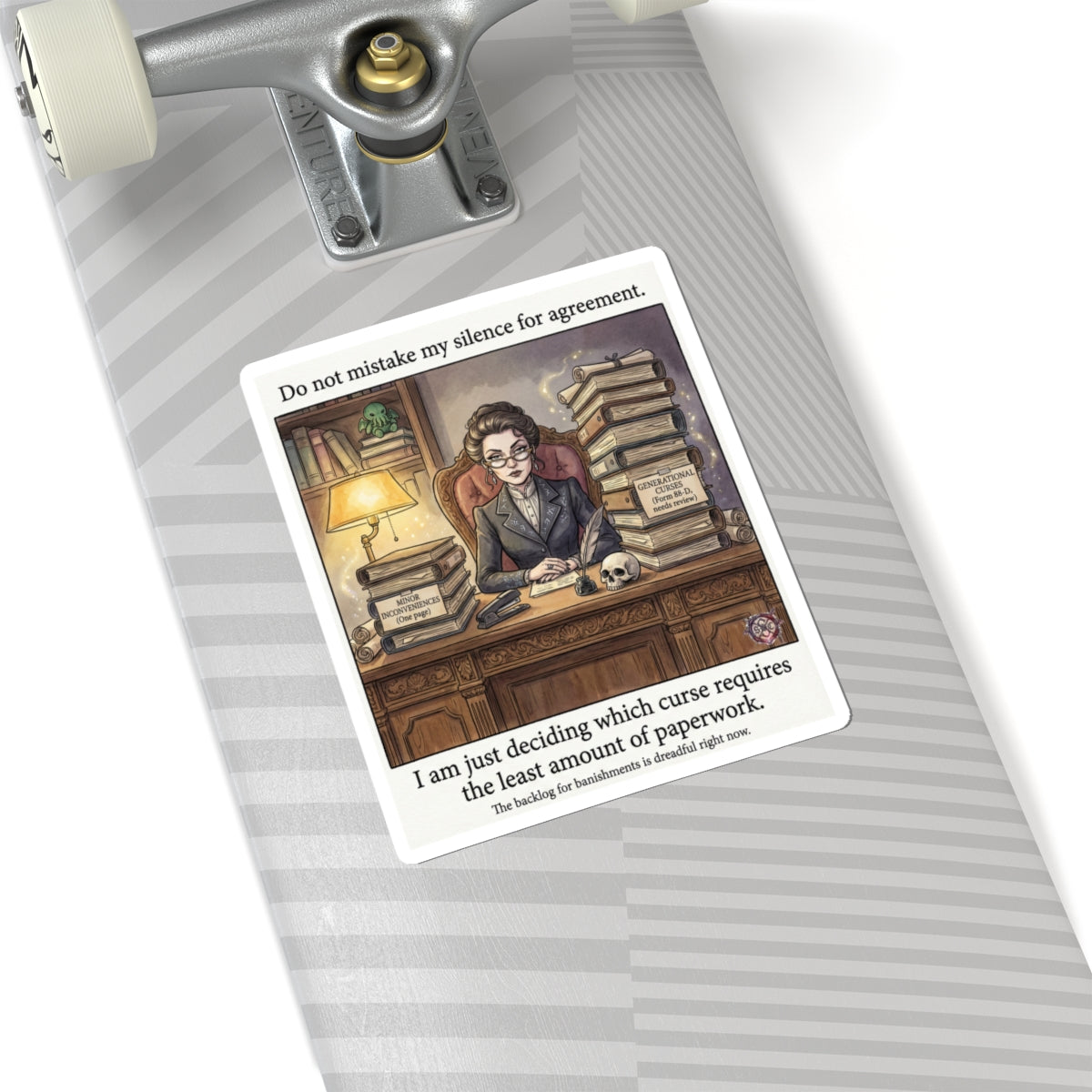 "Least Amount of Paperwork" Funny Office Sticker - Corporate Goth Vinyl Decal & Boss Gift