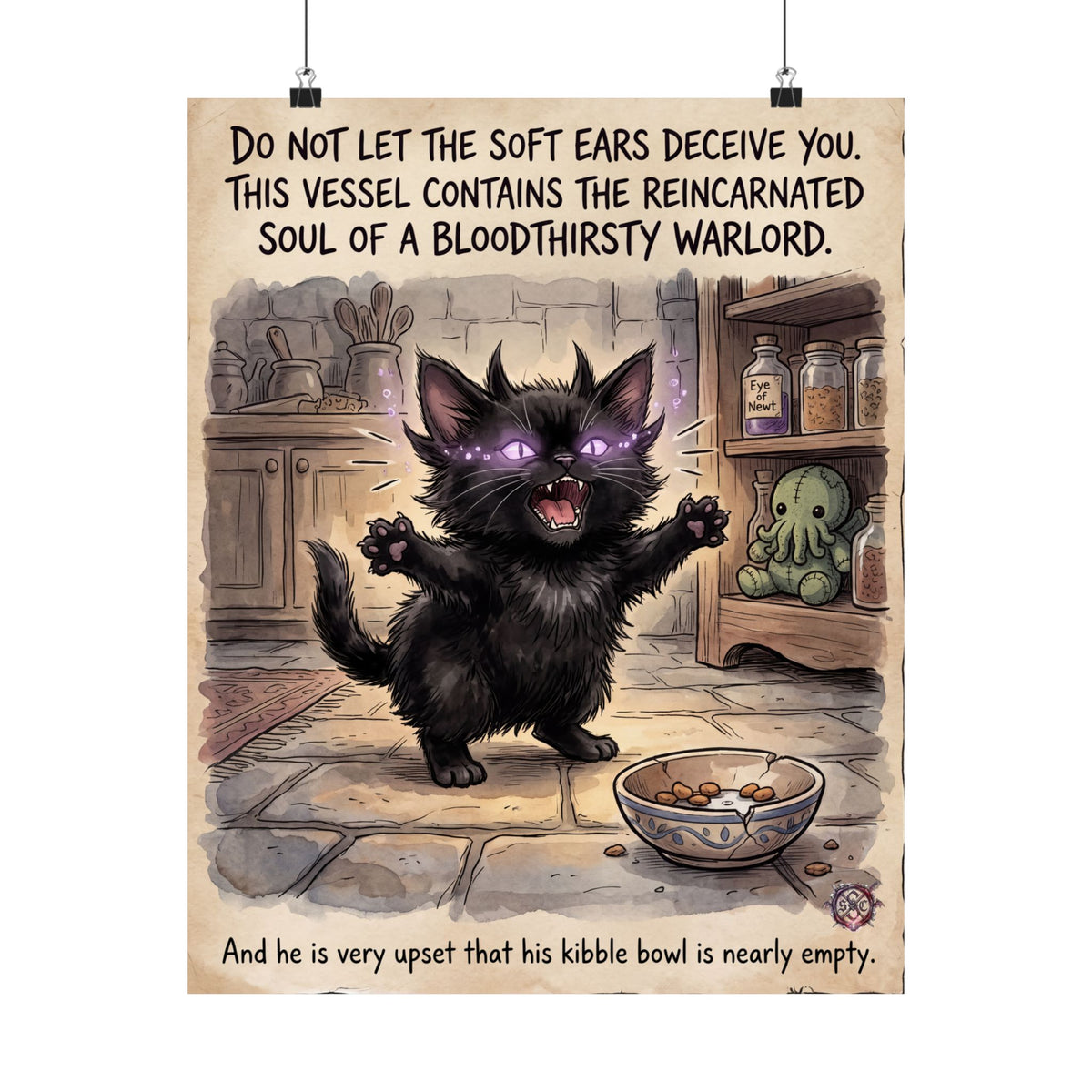 Funny "Bloodthirsty Warlord" Matte Poster - Dark Humor Home Decor & Archival Quality Print