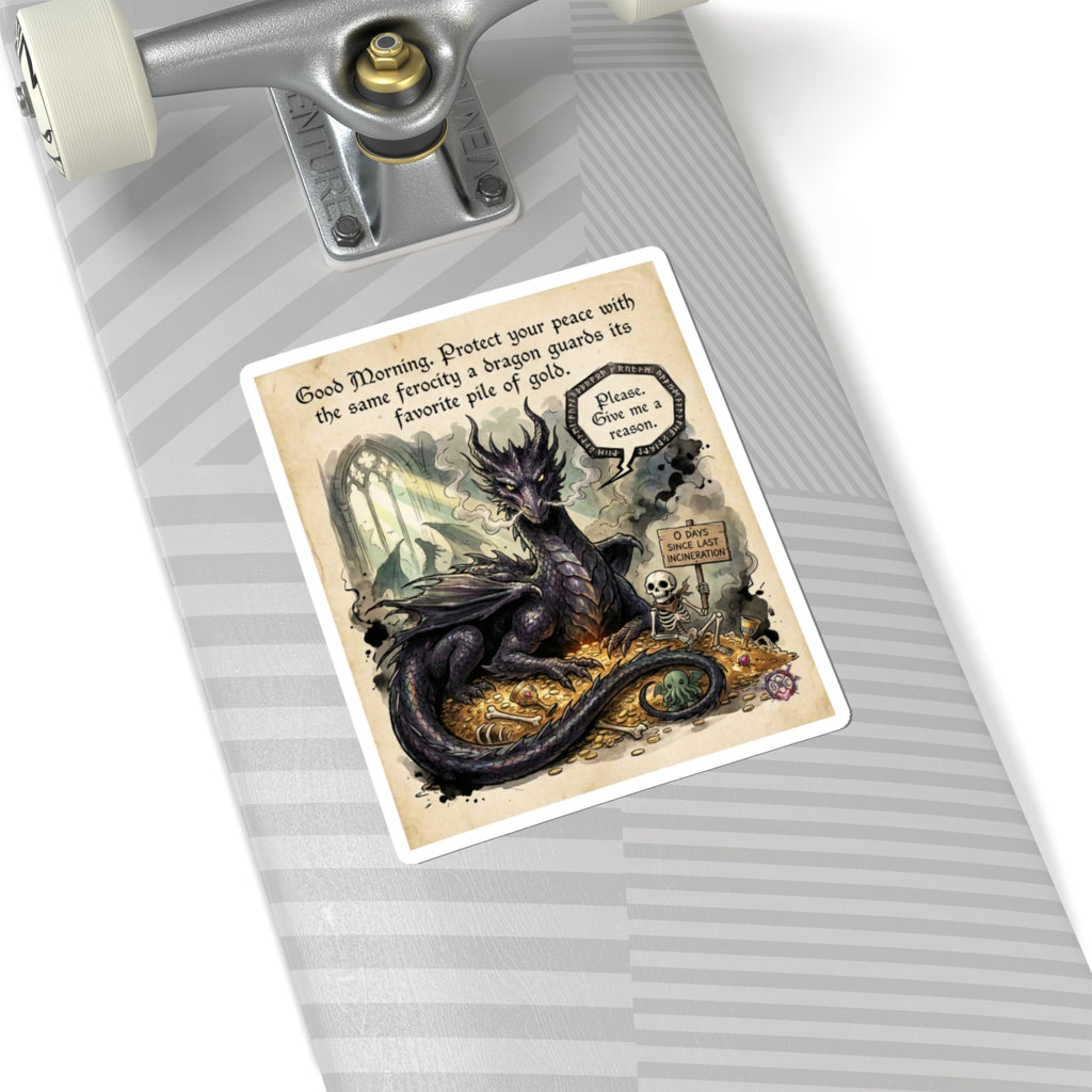 "Protect Your Peace" Funny Dragon Sticker - Self Care Vinyl Decal & Mental Health Gift