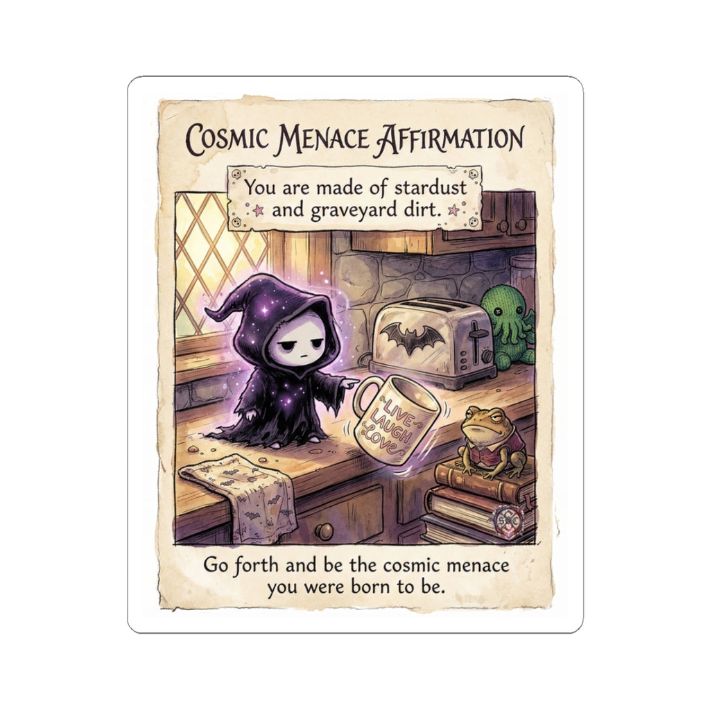 "Cosmic Menace" Funny Goth Sticker - Chaotic Affirmation Vinyl Decal & Anti-Hero Gift