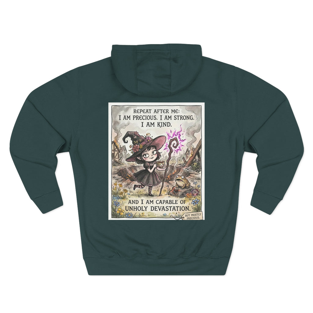 Empowerment Goth "I Am Precious" Fleece Hoodie - Premium Plush Blend & Adjustable Hood