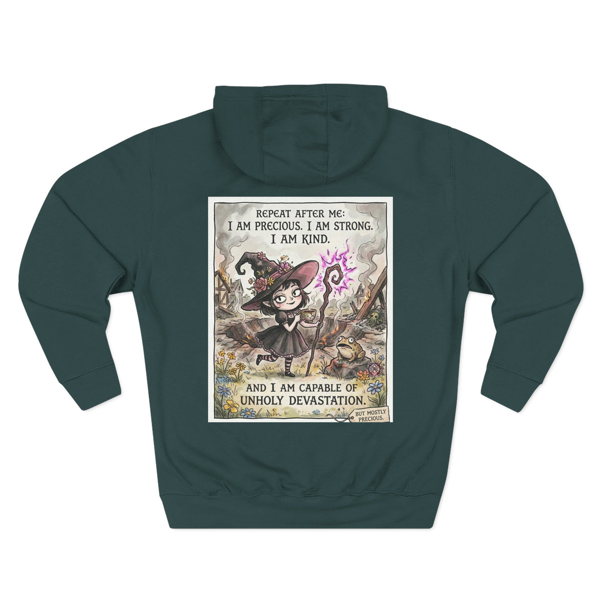 Empowerment Goth "I Am Precious" Fleece Hoodie - Premium Plush Blend & Adjustable Hood