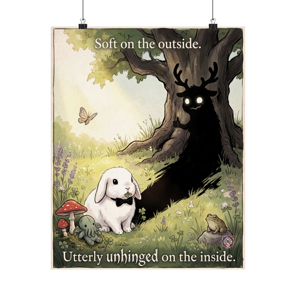 Funny "Unhinged Inside" Matte Poster - Dark Humor Home Decor & Archival Quality Print