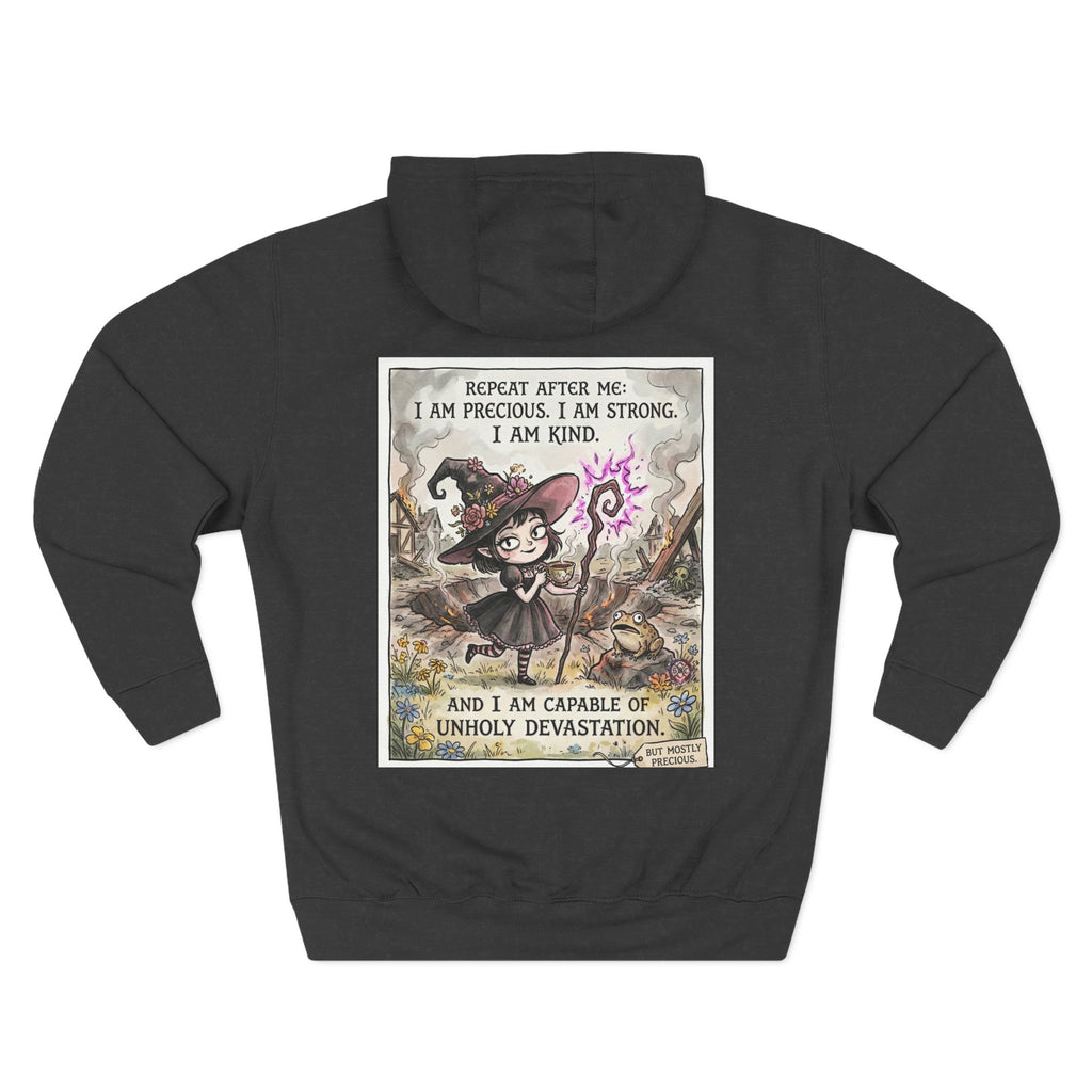 Empowerment Goth "I Am Precious" Fleece Hoodie - Premium Plush Blend & Adjustable Hood