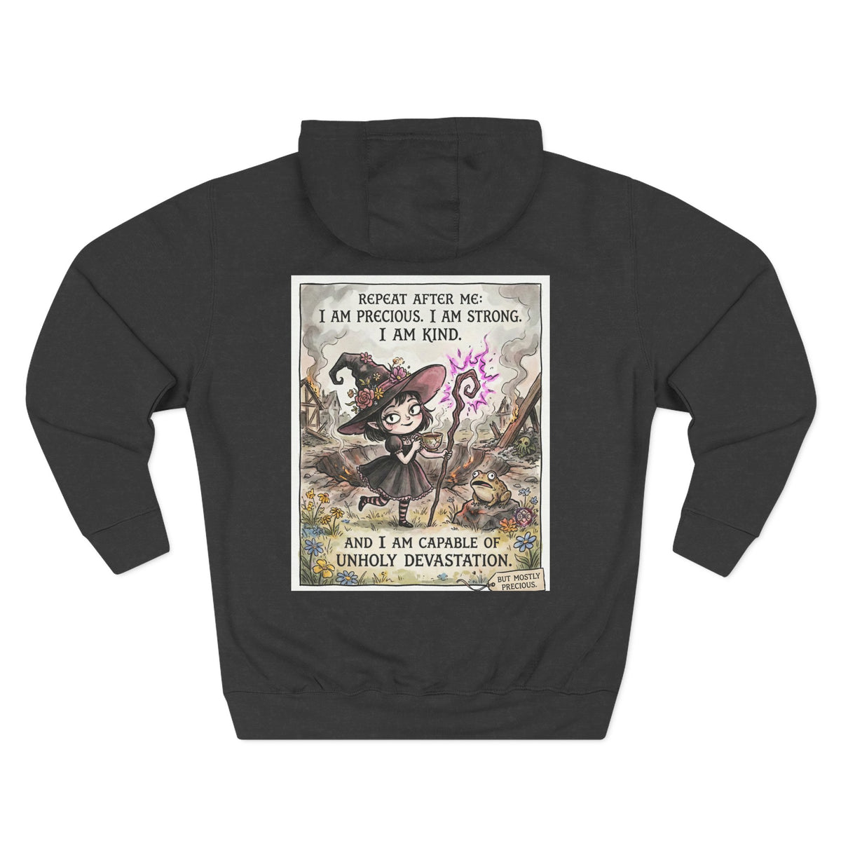 Empowerment Goth "I Am Precious" Fleece Hoodie - Premium Plush Blend & Adjustable Hood