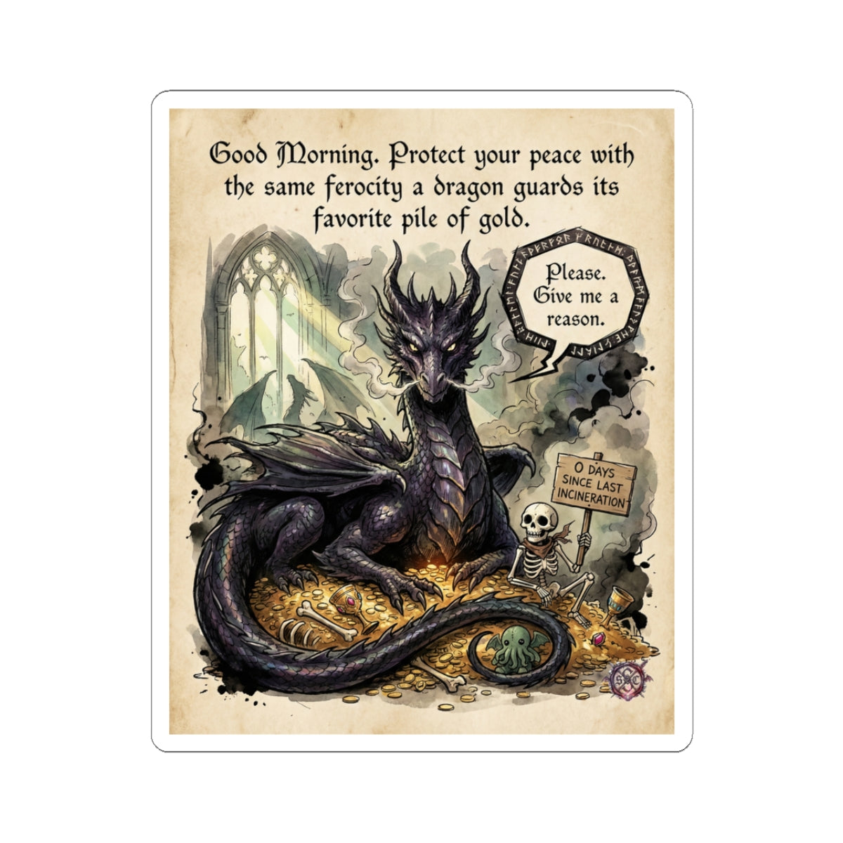 "Protect Your Peace" Funny Dragon Sticker - Self Care Vinyl Decal & Mental Health Gift