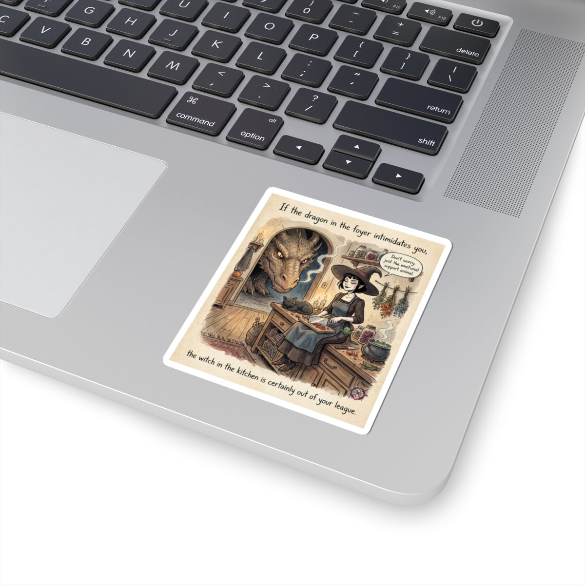 "Witch In The Kitchen" Funny Dragon Sticker - Feminist Fantasy Vinyl Decal & Dating Humor
