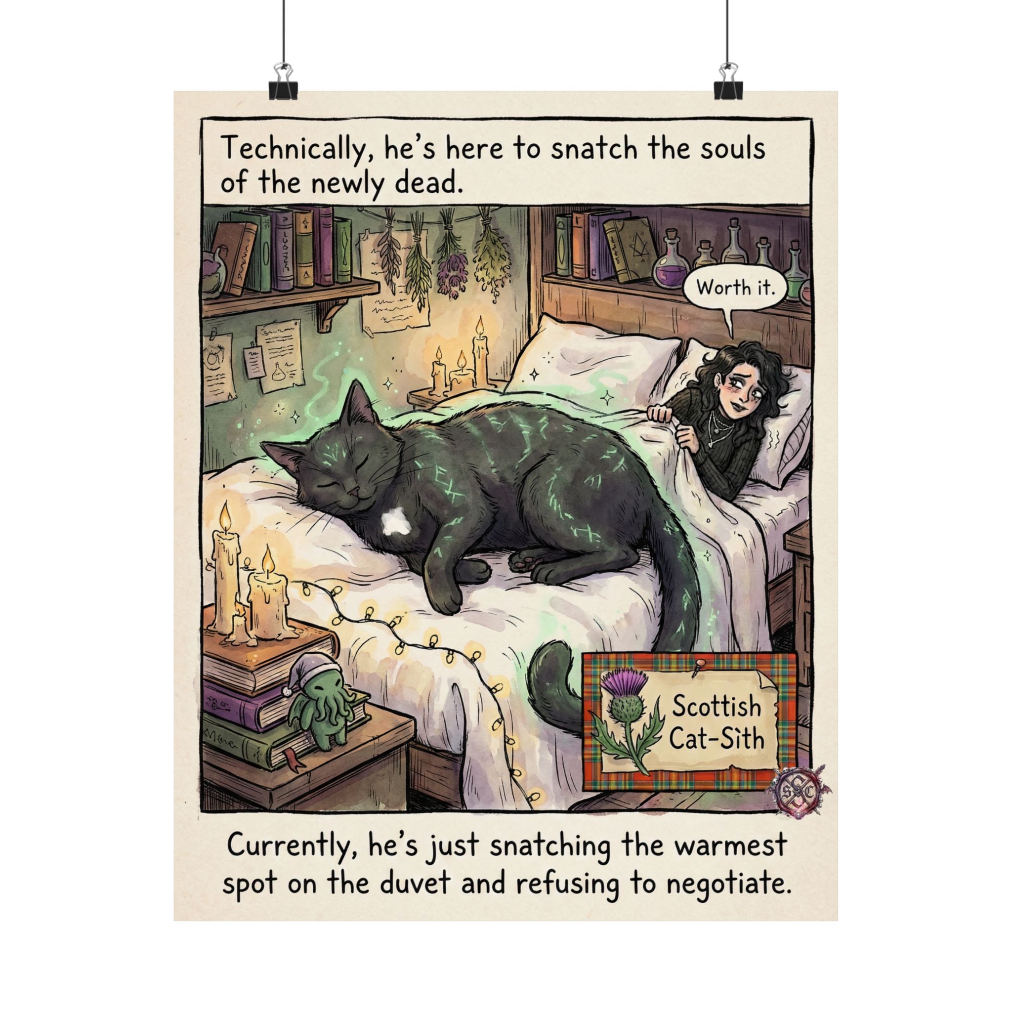 "Scottish Cat-Sith" Witchy Matte Paper Poster for Dark Humor Home Decor