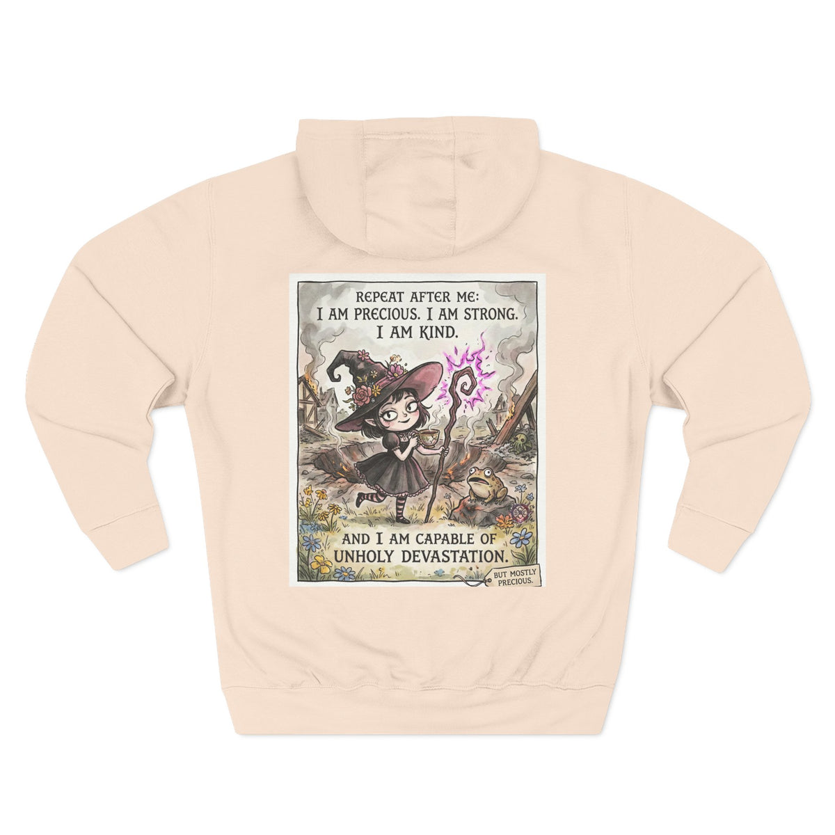 Empowerment Goth "I Am Precious" Fleece Hoodie - Premium Plush Blend & Adjustable Hood
