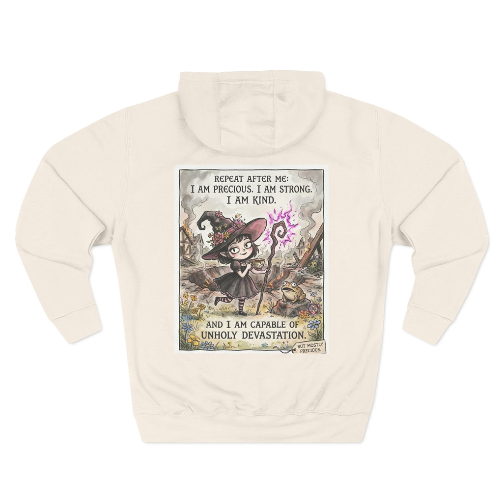 Empowerment Goth "I Am Precious" Fleece Hoodie - Premium Plush Blend & Adjustable Hood