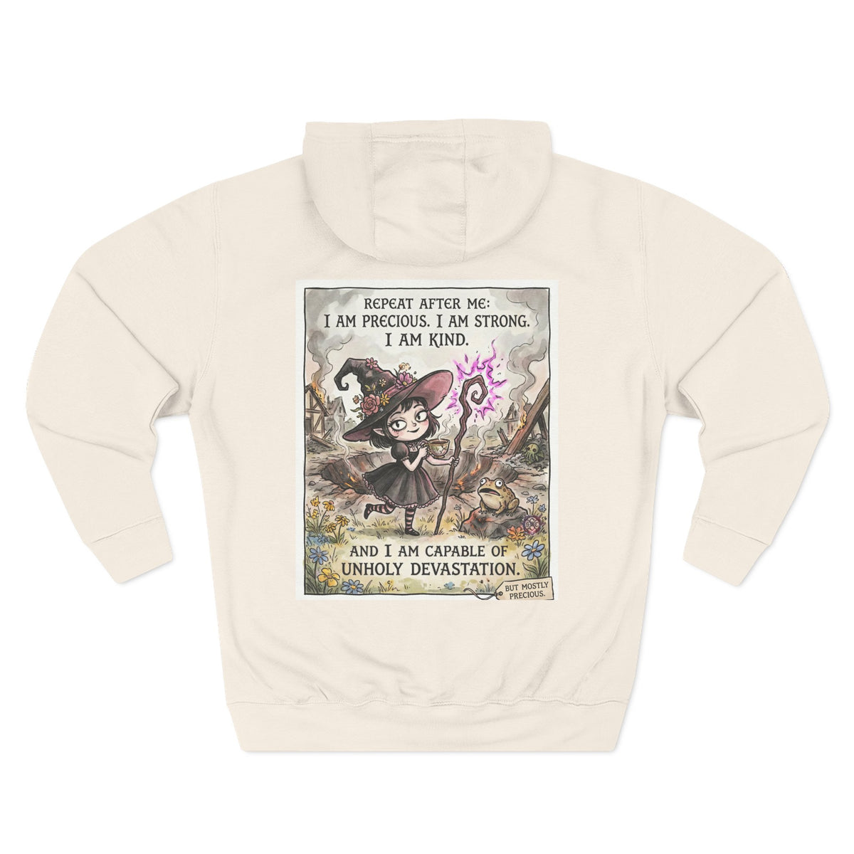 Empowerment Goth "I Am Precious" Fleece Hoodie - Premium Plush Blend & Adjustable Hood