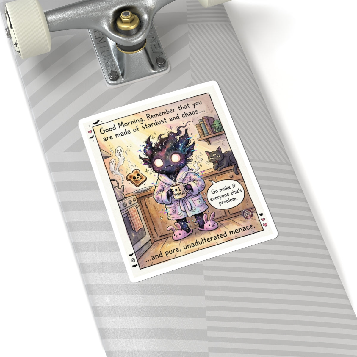 "Stardust & Chaos" Funny Morning Sticker - Chaotic Energy Vinyl Decal & Menace Gift