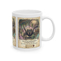 "Tiny Fuzzy Joy" Mug - Whimsical Witchy Art Coffee Cup for Friday the 13th & Arachnid Lovers