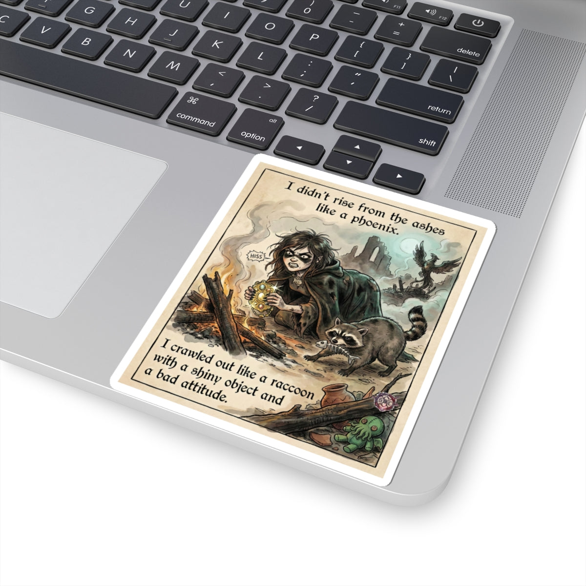 "Feral Survivor" Funny Mental Health Sticker - Raccoon Energy Vinyl Decal & Resilience Gift