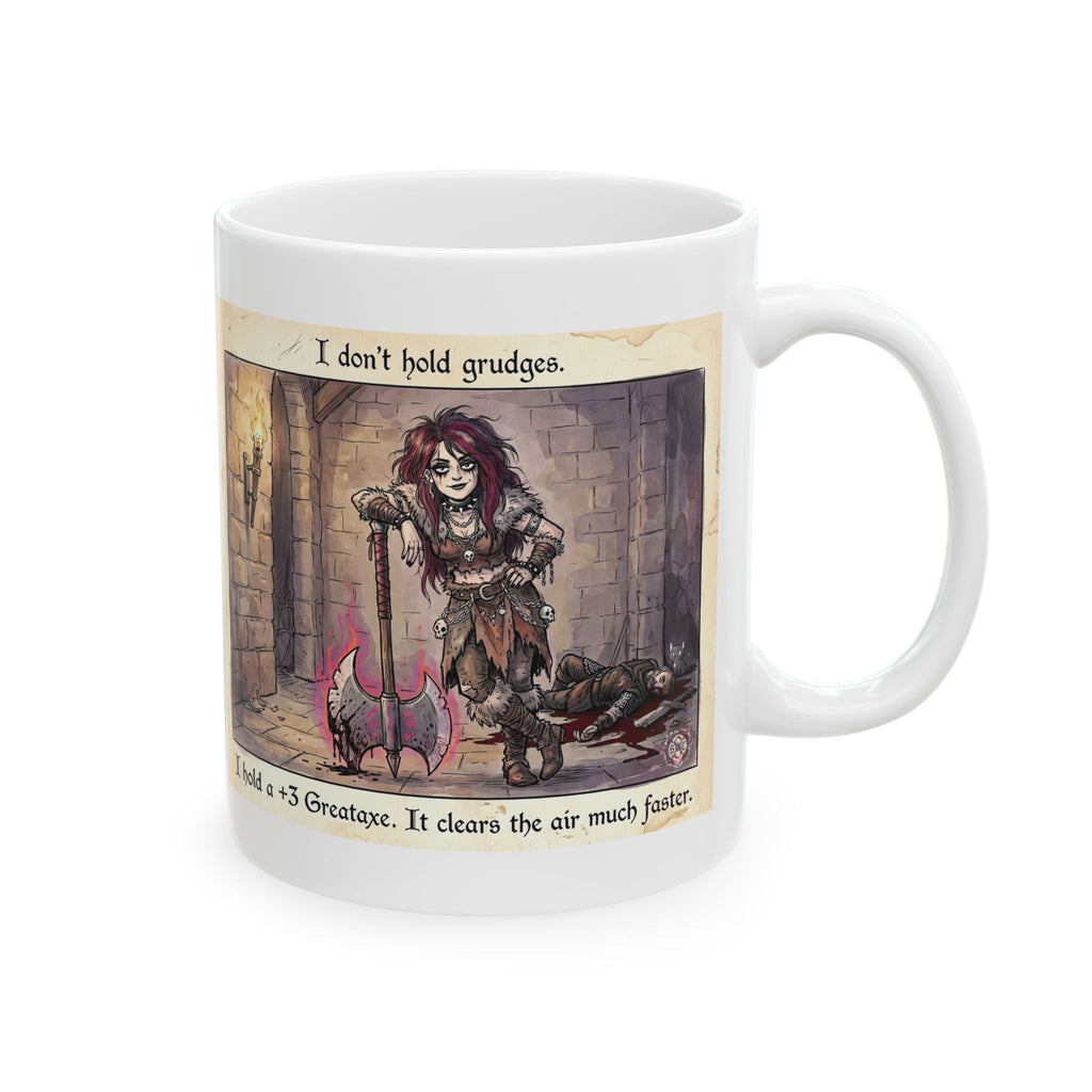 "I Don't Hold Grudges" Mug - Funny Goth Coffee Cup for Dark Humor & Witchy Vibes