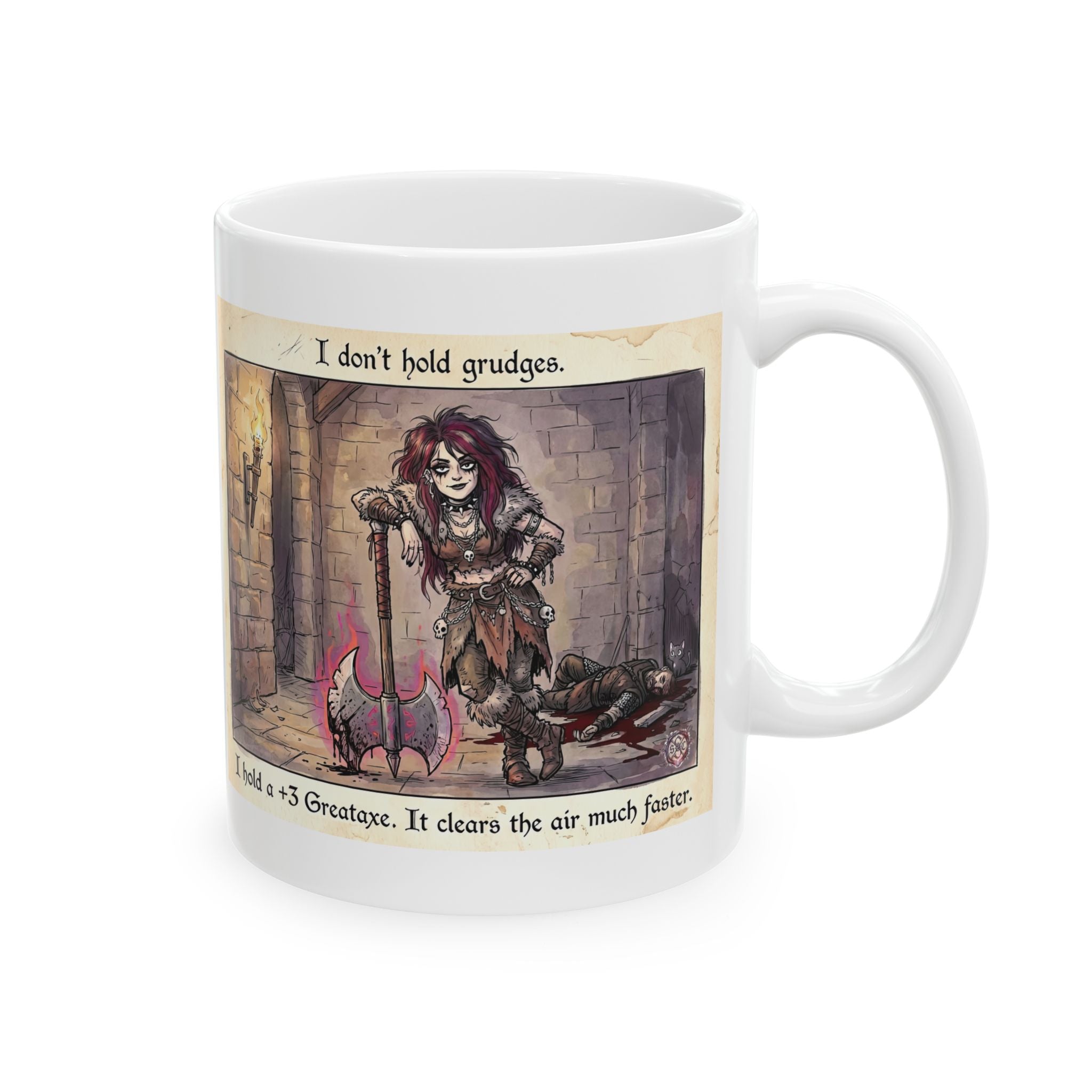 "I Don't Hold Grudges" Mug - Funny Goth Coffee Cup for Dark Humor & Witchy Vibes