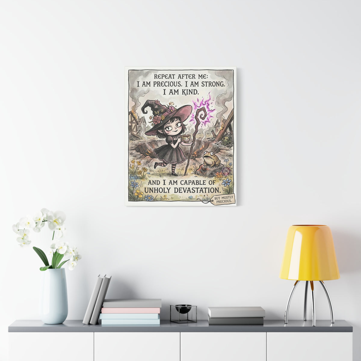"I Am Precious" Funny Witch Canvas Print - Empowerment Wall Art & Goth Home Decor