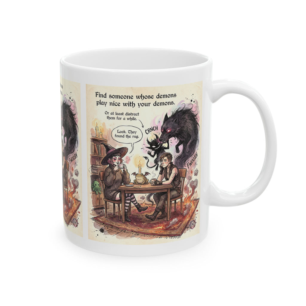 "Demons Play Nice" Mug -  Whimsical Goth Love for Witchy Vibes and Dark Humor