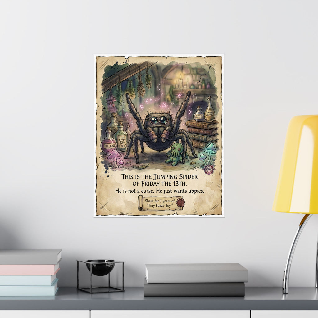 "Tiny Fuzzy Joy" Witchy Matte Paper Poster for Dark Humor Home Decor