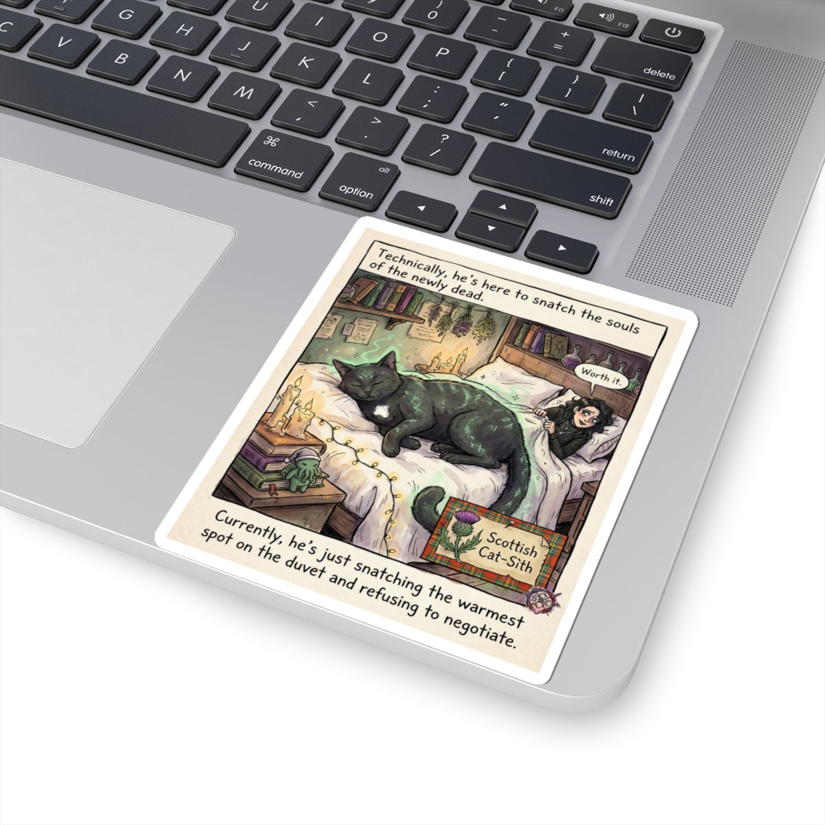 "Scottish Cat-Sith" Funny Folklore Sticker - Dark Humor Vinyl Decal & Cat Mom Gift