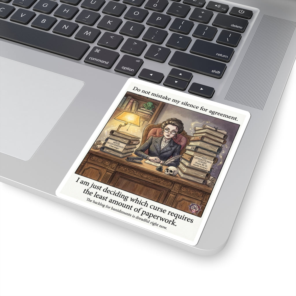 "Least Amount of Paperwork" Funny Office Sticker - Corporate Goth Vinyl Decal & Boss Gift