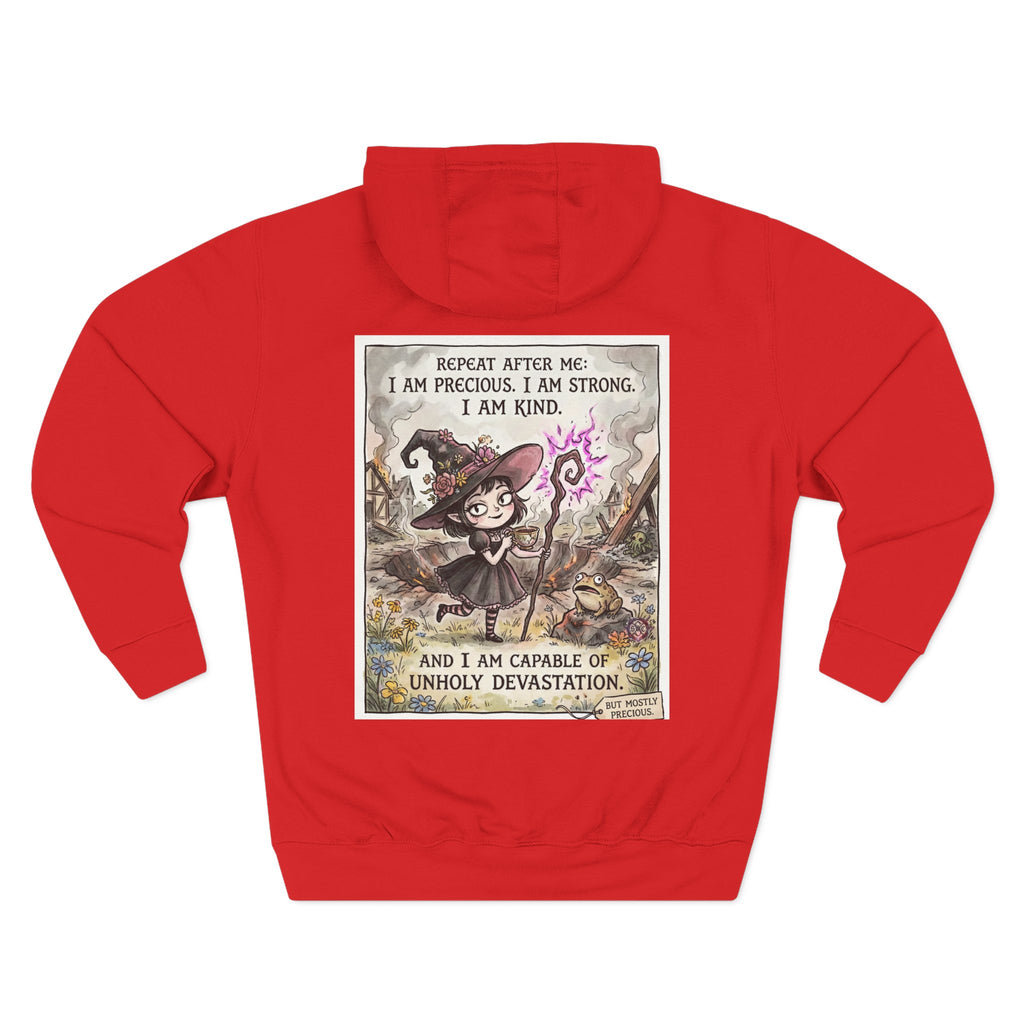 Empowerment Goth "I Am Precious" Fleece Hoodie - Premium Plush Blend & Adjustable Hood