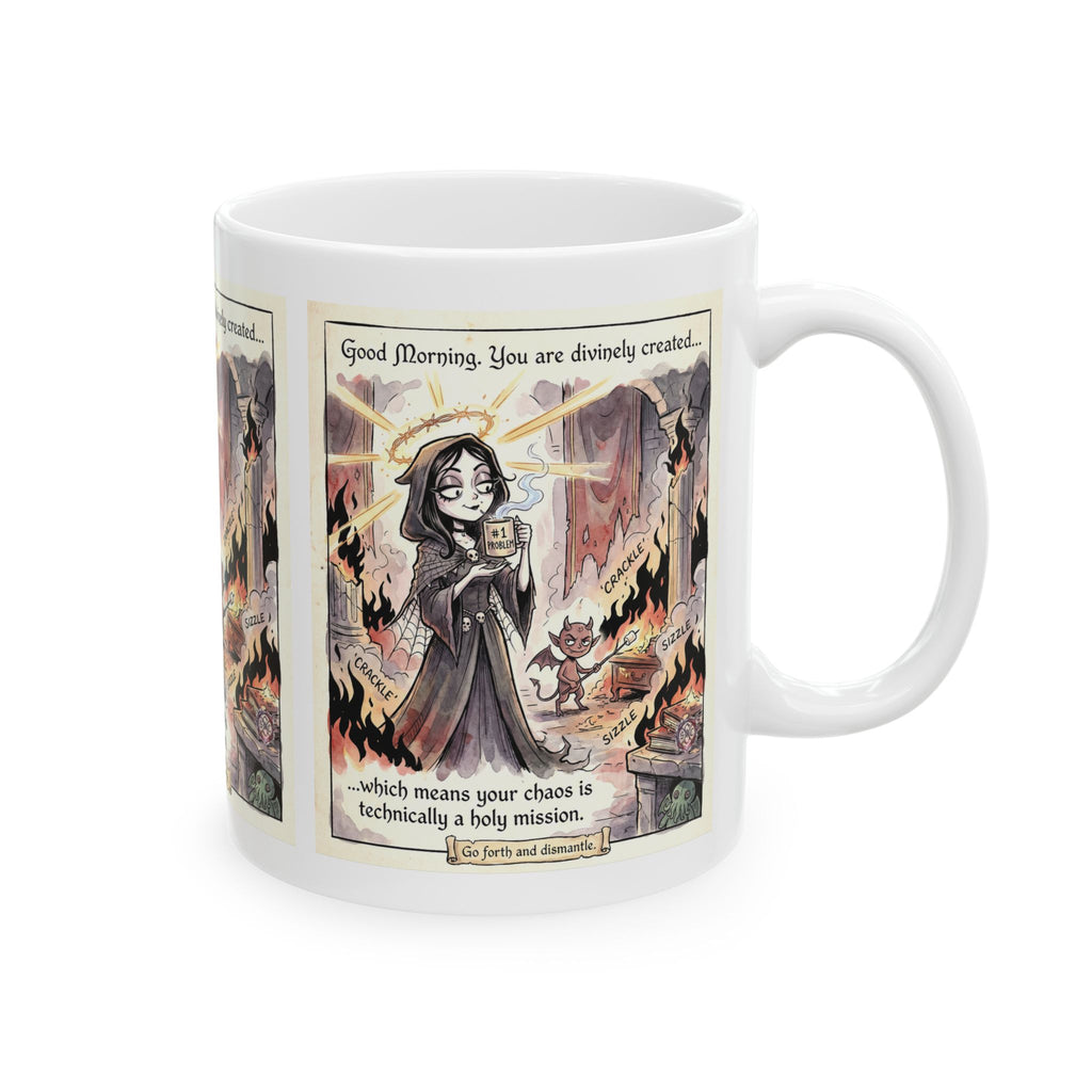 "Divine Chaos" Witchy Mug -  Funny Goth Coffee Cup & Empowering Gift
