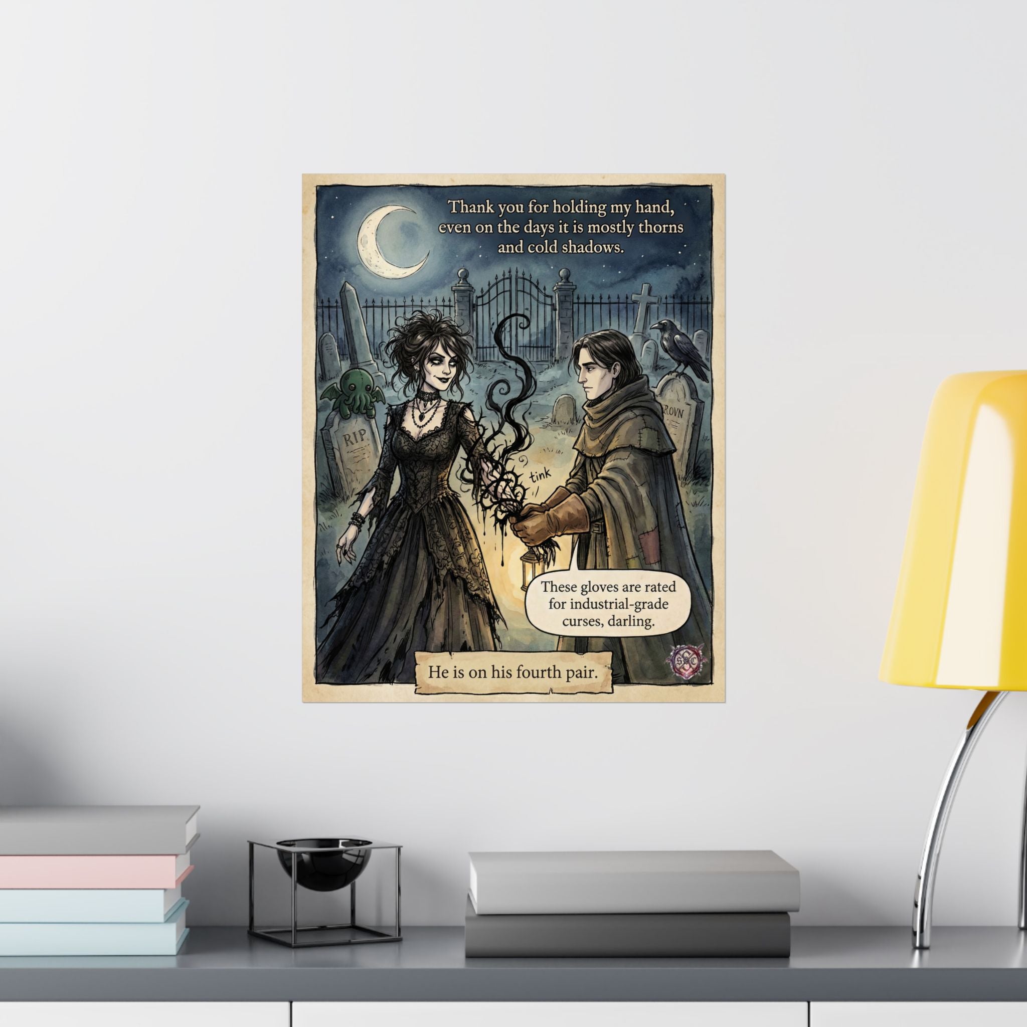"Thorns And All" Witchy Matte Paper Poster for Dark Humor Home Decor