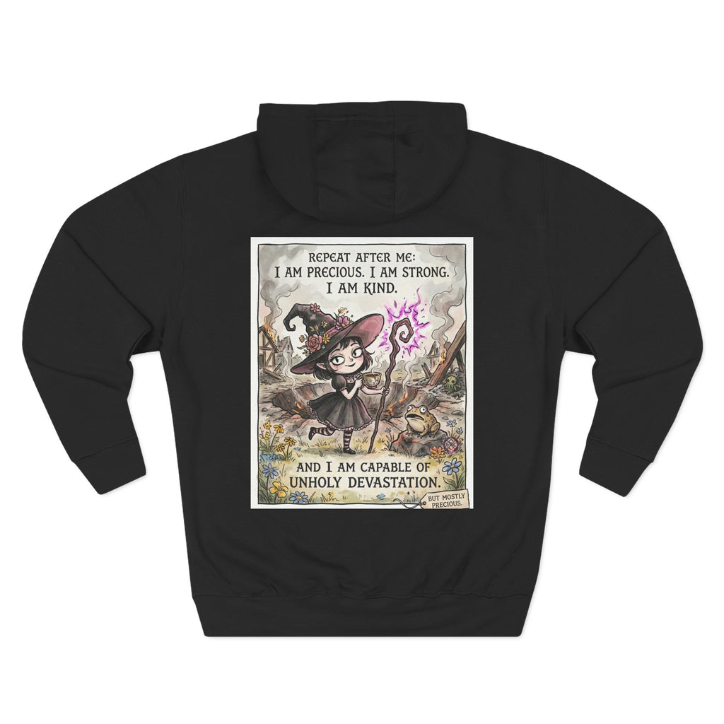 Empowerment Goth "I Am Precious" Fleece Hoodie - Premium Plush Blend & Adjustable Hood