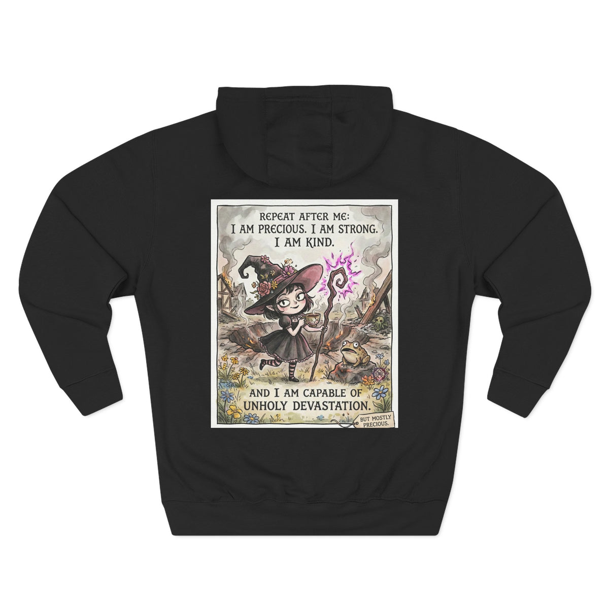 Empowerment Goth "I Am Precious" Fleece Hoodie - Premium Plush Blend & Adjustable Hood